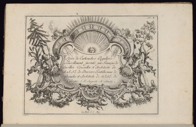 Cartouche avec soleil et quatre vents, Livre de Cartouches Réguliers - François de Cuvilliés the Elder