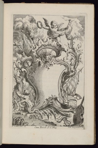 Cartouche avec un génie, Livre de Cartouches à divers usages - François de Cuvilliés the Elder