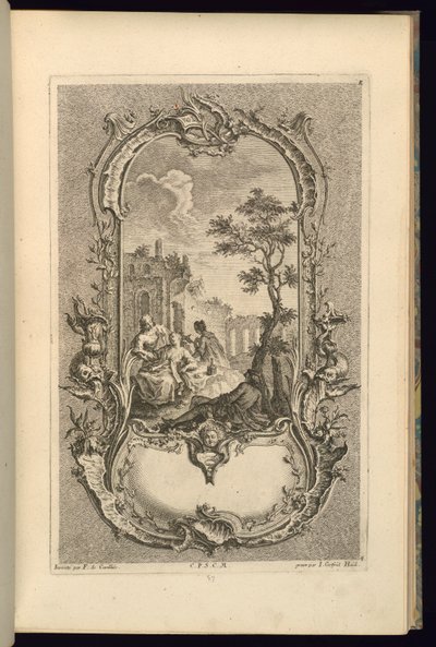 Design pour cartouche avec grands et petits compartiments - François de Cuvilliés the Elder
