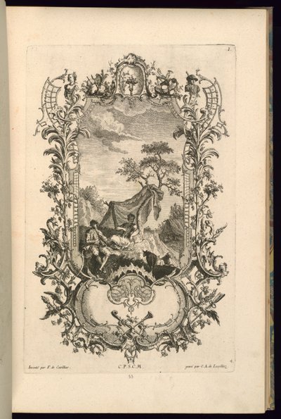 Design pour cartouche avec grands et petits compartiments - François de Cuvilliés the Elder
