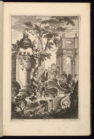 Conception pour une fontaine avec un dieu de la rivière - François de Cuvilliés the Elder