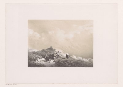 Personnes dans les dunes regardant un navire en détresse - Frans Arnold Breuhaus de Groot