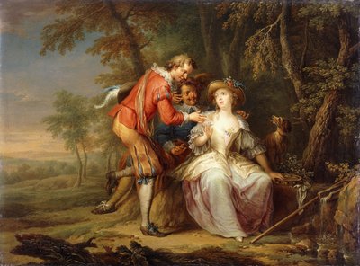 Scènes allégoriques amoureuses dans des paysages boisés - Frans Christoph Janneck
