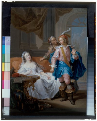 Un couple élégant avec une vieille servante dans un intérieur - Frans Christoph Janneck