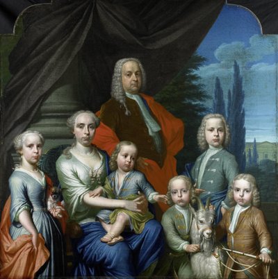 Willem Philip Kops (1695-1756), avec sa femme et ses enfants - Frans Decker