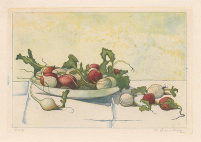 Radis blancs et rouges dans un plat - Frans Everbag (signed by artist)