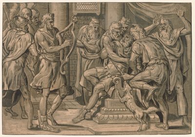David jouant de la harpe devant Saül, 1555 - Frans Floris