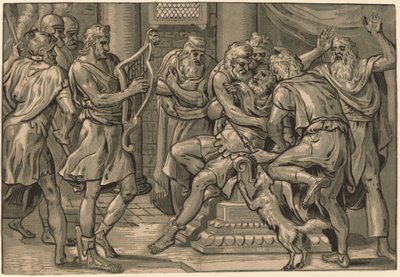 David jouant de la harpe devant Saül - Frans Floris I