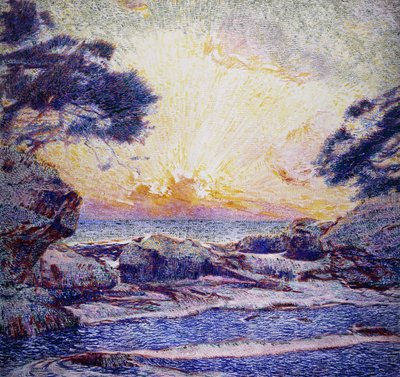 Scène de Côte; Coucher de Soleil - Frans Gaillard