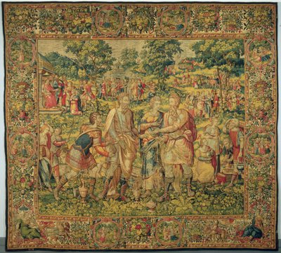 Le roi Abimélech rend Sarah à son mari, Abraham, 1580 - Frans Geubels