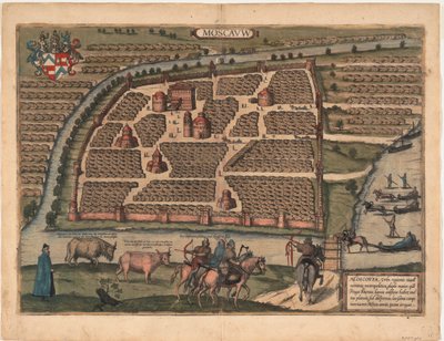 Carte de Moscou du 16ème siècle De : Civitates orbis terrarium, 1575 - Frans Hogenberg
