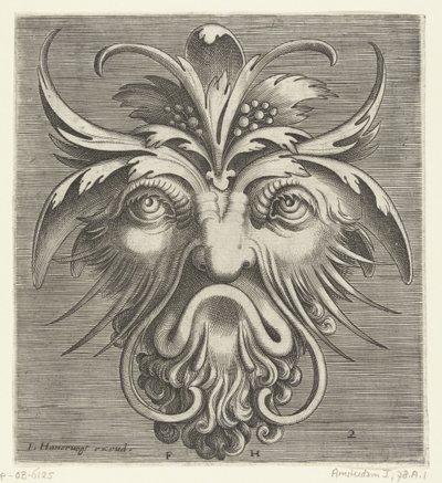 Masque avec une barbe bouclée (Pourtraicture ingenieuse de plusieurs facons de masques) - Frans Huys
