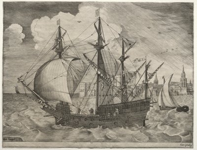 Navires à voile : quatre-mâts armé mettant à la mer, 1561-65 - Frans Huys