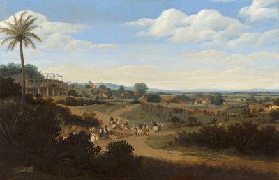 Paysage brésilien avec une maison en construction - Frans Jansz Post