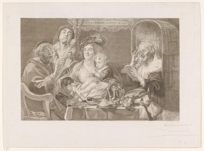 Groupe de musiciens à table - Frans Lauwers (signed by artist)