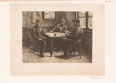 Trois hommes jouant aux cartes dans un café - Frans Proost (signed by artist)