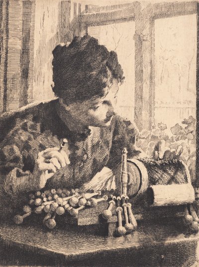 Dentellière à la fenêtre - Frans Schwartz