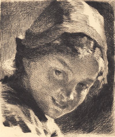 Fille souriante avec un bonnet - Frans Schwartz