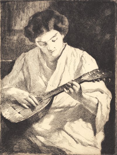 Dame jouant du mandoline - Frans Schwartz