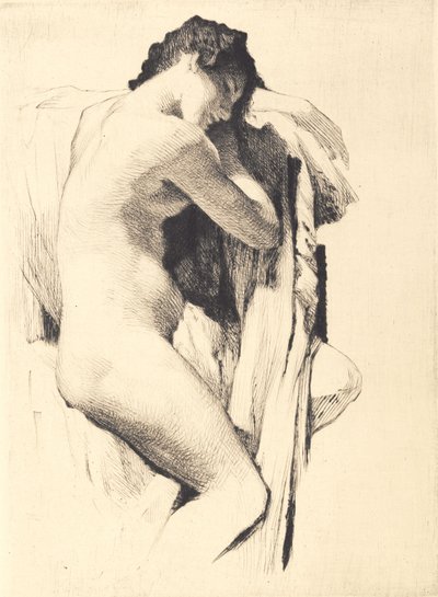 Jeune femme nue assise avec la tête reposant sur un bras - Frans Schwartz