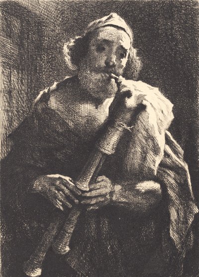 Vieux berger jouant de la cornemuse - Frans Schwartz