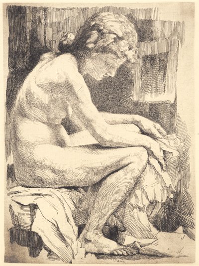 Une femme nue, assise - Frans Schwartz