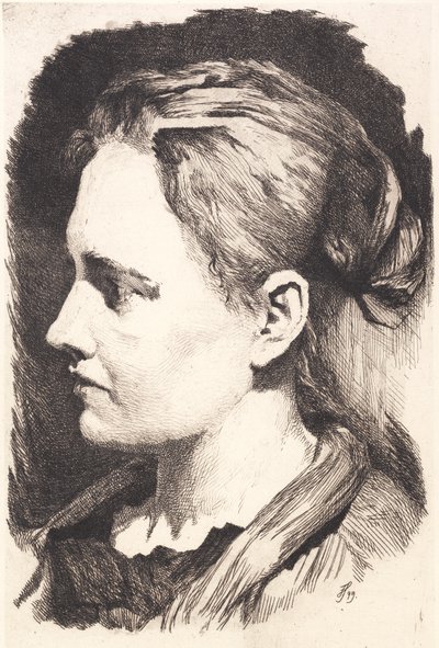 Jeune fille de profil avec cheveux relevés - Frans Schwartz