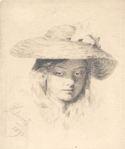 Jeune fille avec chapeau de paille - Frans Schwartz