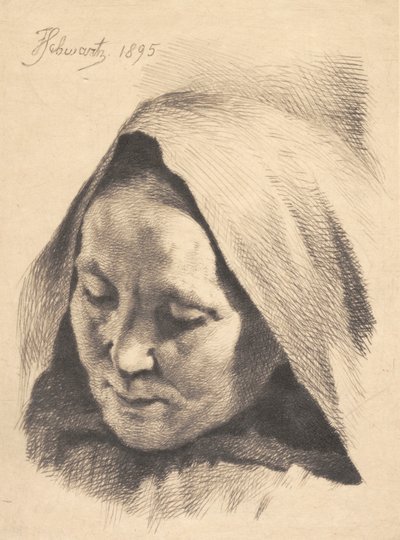 Vieille femme avec un bonnet sur la tête - Frans Schwartz