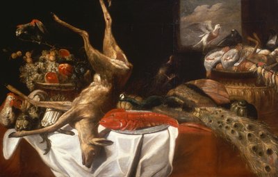 Un Cerf Mort et des Oiseaux, un Homard sur un Plat, un Panier de Fruits et de Légumes - Frans Snyders