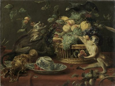 Singes et perroquet près d