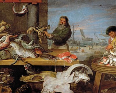 Un marché aux poissons (huile sur toile) - Frans & Vos Cornelis de (1585-1651) Snyders