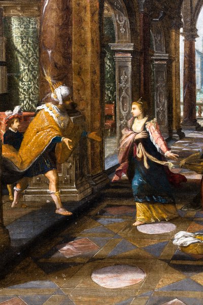 Salomon accueille la reine de Saba dans son palais - Frans & Vries Paul V. de (1567 1630) Francken
