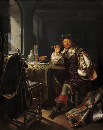 Un Soldat fumant une Pipe - Frans van Mieris