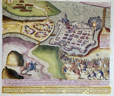 La capture de Raab par Adolf Schwarzenberg le 28/03/1598. 1653 Gravure de Franz Hogenberg (1535-1590) Cabinet des Estampes, B.N, Paris. - Franz (after) Hogenberg