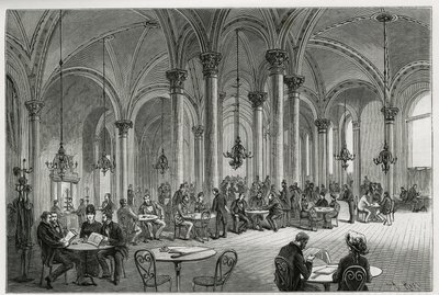 Le café central à Vienne (Autriche). Gravure par Kollarz, pour illustrer l