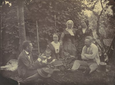 [Trois femmes, deux hommes et un enfant en pique-nique] - Franz Antoine