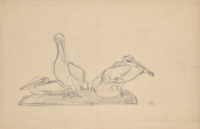 Esquisse pour un groupe de pélicans - Franz Barwig d. Ä.
