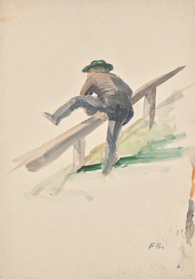 Homme grimpant sur une balustrade - Franz Barwig d. Ä.