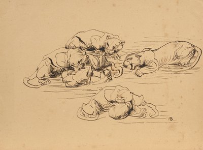 Panthères de Sunda se battant - Franz Barwig d. Ä.