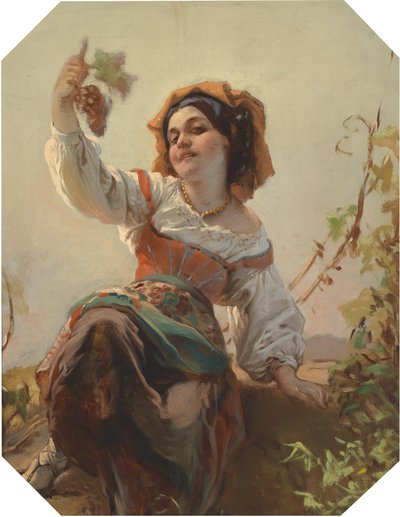 Jeune fille italienne avec des raisins - Franz Dobiaschofsky