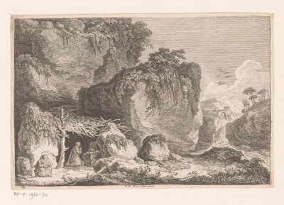 Deux ermites dans un paysage rocheux (Zweite Folge von Gegenden und Bruchstücken Alter Gebäude) - Franz Edmund Weirotter