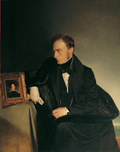 Le peintre Franz Wipplinger regardant le portrait miniature de sa sœur décédée - Franz Eybl