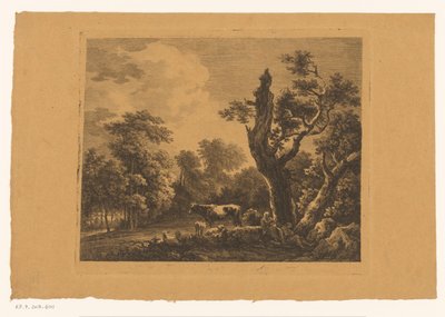 Couple de bergers avec troupeau dans une clairière - Franz Gabet
