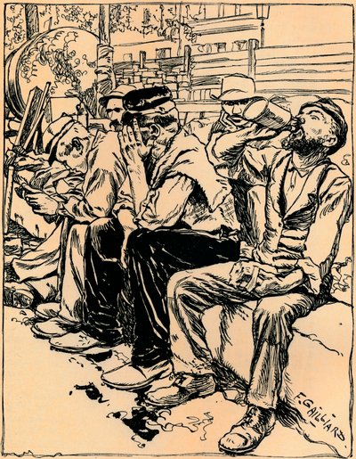 Ouvriers au dîner, vers 1900 - Franz Gailliard