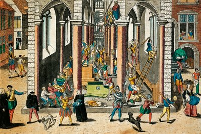 Destruction de reliques et de statues dans les églises, avril 1566, gravure de Franz Hogenberg, Guerres de Religion, France - Franz Hogenberg