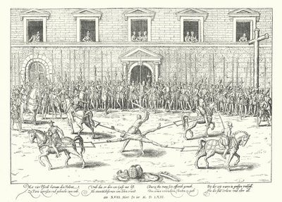 Exécution de Jean de Poltrot pour le meurtre de François, duc de Guise, Paris - Franz Hogenberg