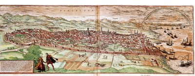 Carte de Barcelone - Espagne (gravure) - Franz Hogenberg