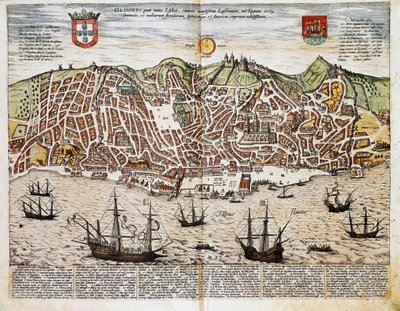 Carte de Lisbonne - Portugal (gravure) - Franz Hogenberg