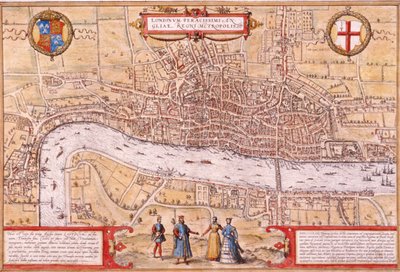 Carte de la ville de Londres, Southwark et une partie de Westminster, 1572 - Franz Hogenberg